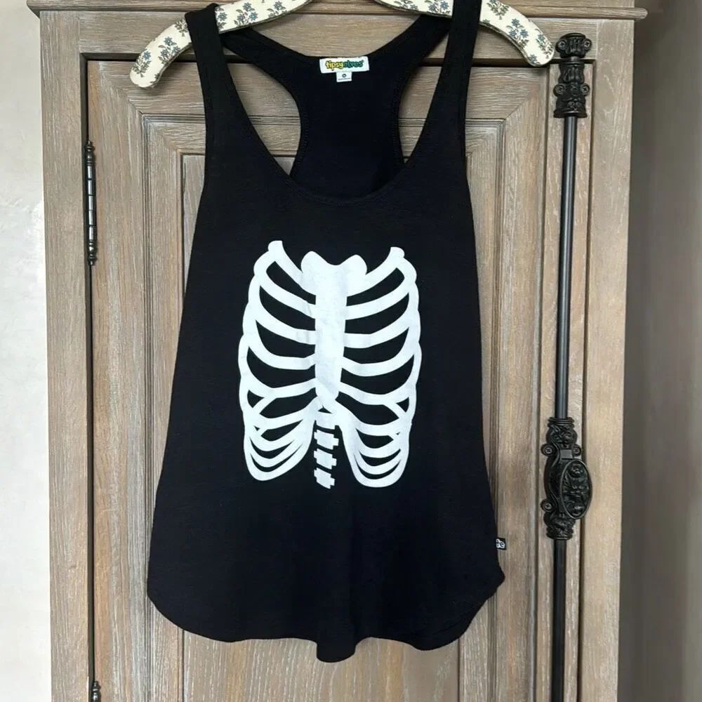Tipsyelves Halloween Skeleton Tank Top black size medium